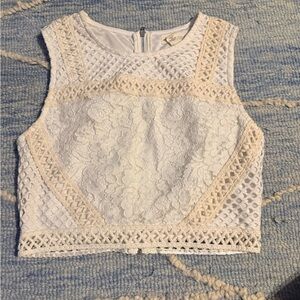 Forever 21 White and Cream Lace Crop Top